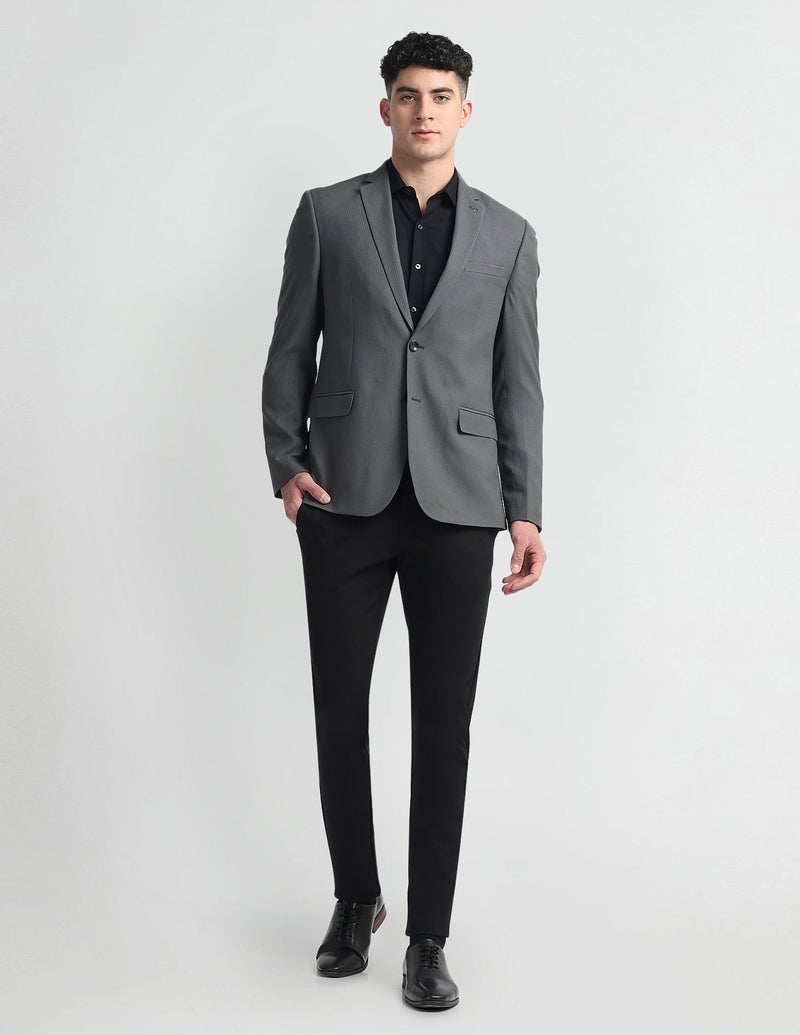 Arrow Patterned Weave Tailored Fit Blazer Grey - Image 4