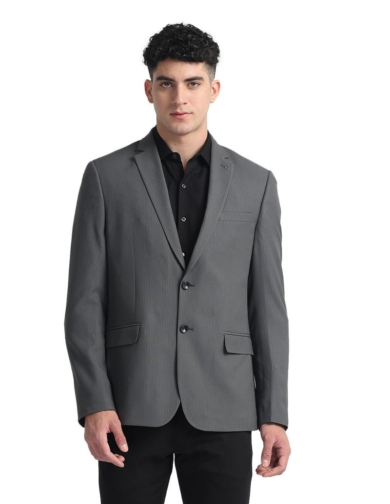 Arrow Patterned Weave Tailored Fit Blazer Grey - Image 1