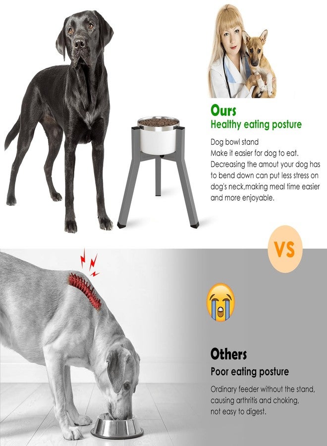 TIDANT Dog Bowl Stand, Adjustable Width for 7-10.6'' Bowls, Raised Dog Food & Water Bowls, 11'' Tall, Grey (Bowl Not Included) - Image 2