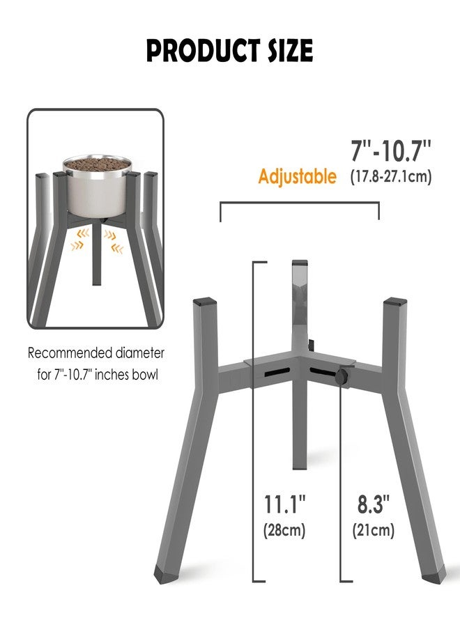 TIDANT Dog Bowl Stand, Adjustable Width for 7-10.6'' Bowls, Raised Dog Food & Water Bowls, 11'' Tall, Grey (Bowl Not Included) - Image 4