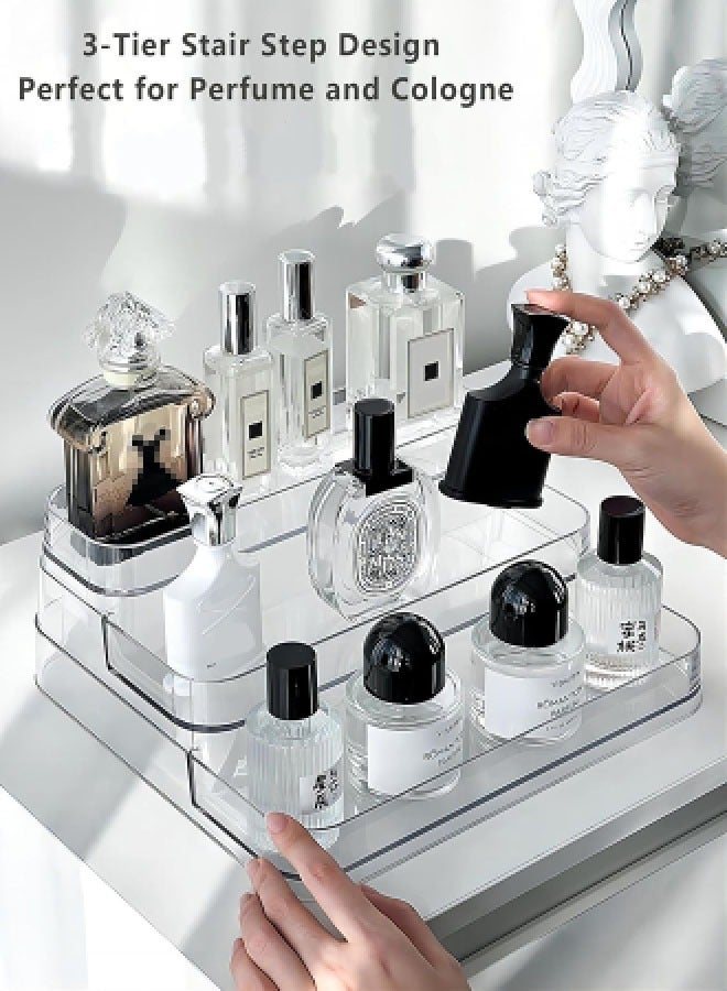 3 Tier Clear Display Riser Stand, Plastic Step Display Shelves, Tool-free Assembly, Organizer for Perfume, Figure, Cupcake, Dessert, Desktop Display Stand for Decor - Image 2