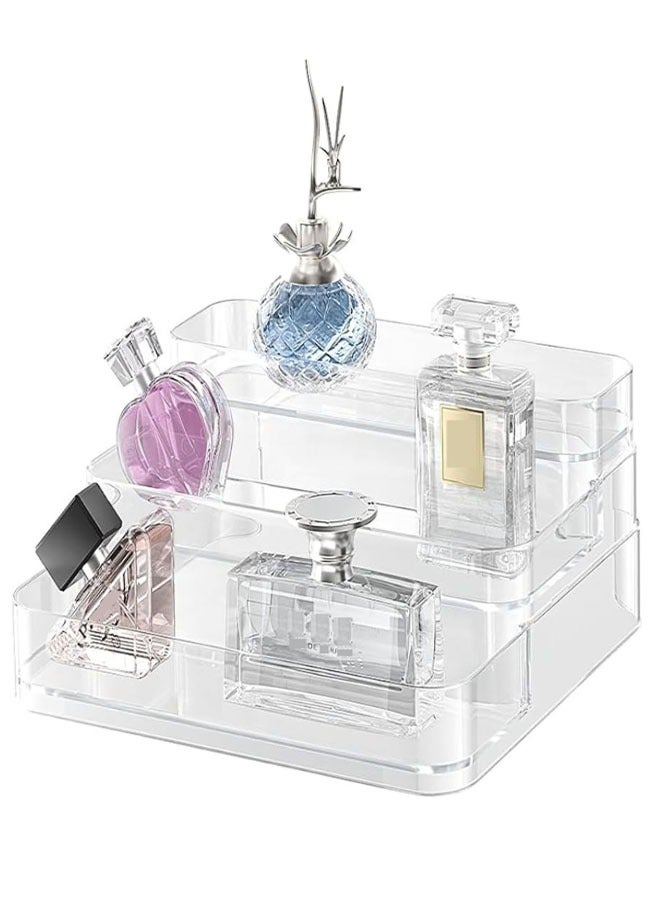 3 Tier Clear Display Riser Stand, Plastic Step Display Shelves, Tool-free Assembly, Organizer for Perfume, Figure, Cupcake, Dessert, Desktop Display Stand for Decor - Image 1