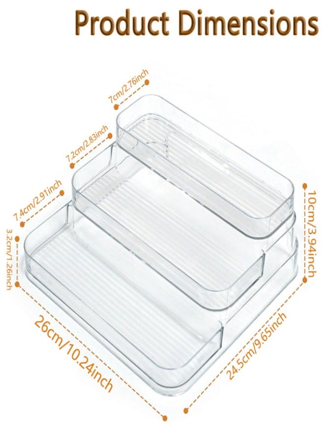 3 Tier Clear Display Riser Stand, Plastic Step Display Shelves, Tool-free Assembly, Organizer for Perfume, Figure, Cupcake, Dessert, Desktop Display Stand for Decor - Image 3