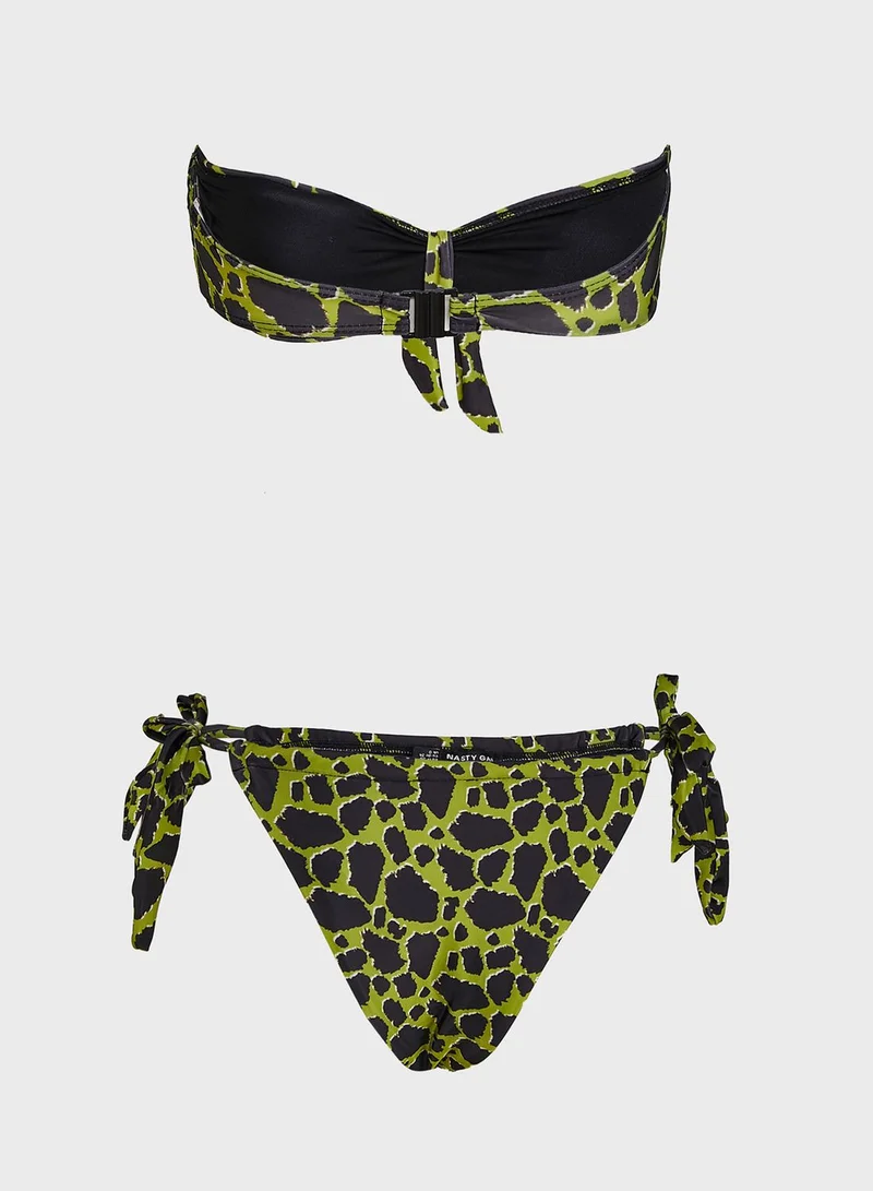 NASTY GAL Printed Bikini Top & High Leg Bottom Set