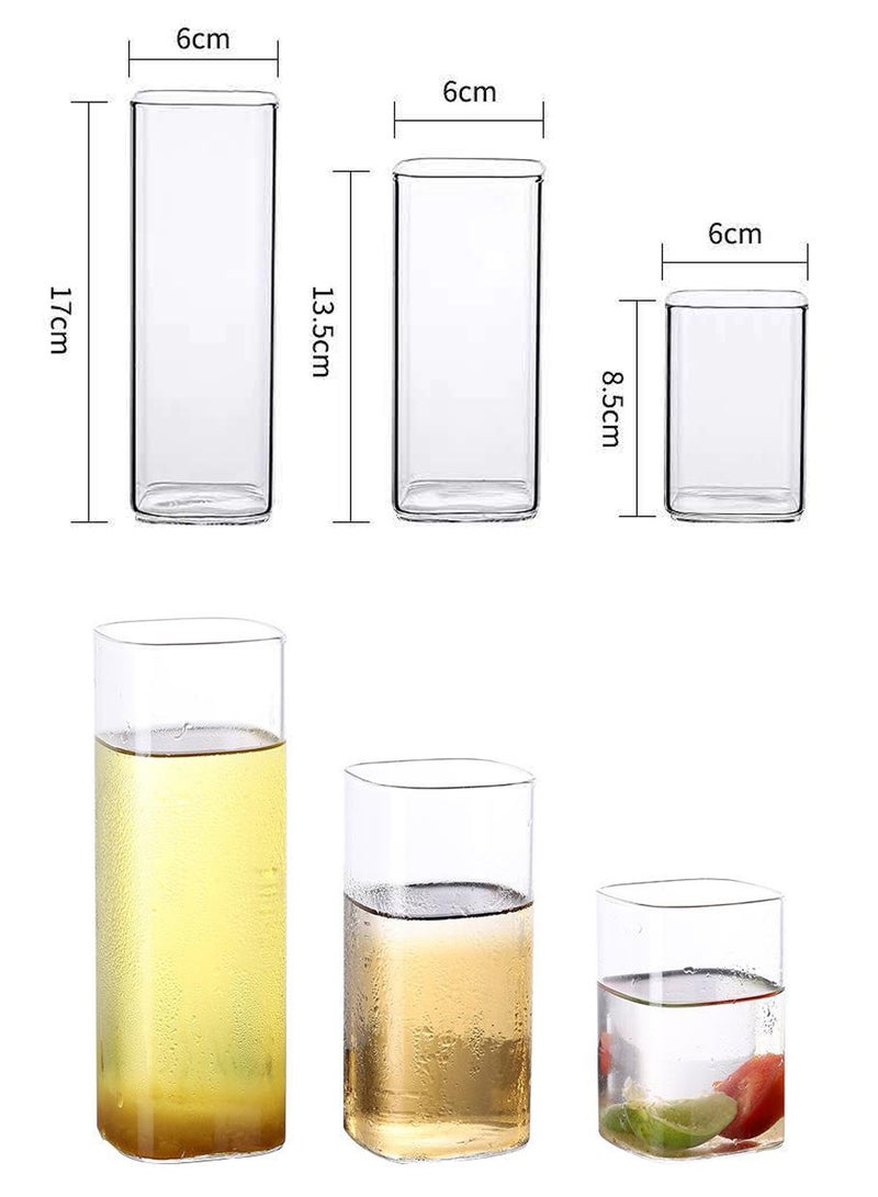 6-Piece Transparent Square Drinking Glasses – 480Ml Each, Modern Clear Glass Cups With Sleek Geometric Design For Coffee，Water, Juice & Daily Use - Image 3