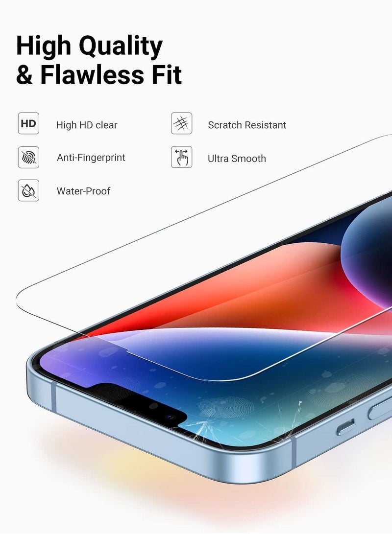 BORTONY Pack of 2 Screen Protector Compatible with iPhone 14/14 Pro/13/13 Pro 6.1 inch Anti-Scratch Anti-Fingerprints Ultra HD Clear Transparent 9H Hardness Tempered Glass Film - Image 2