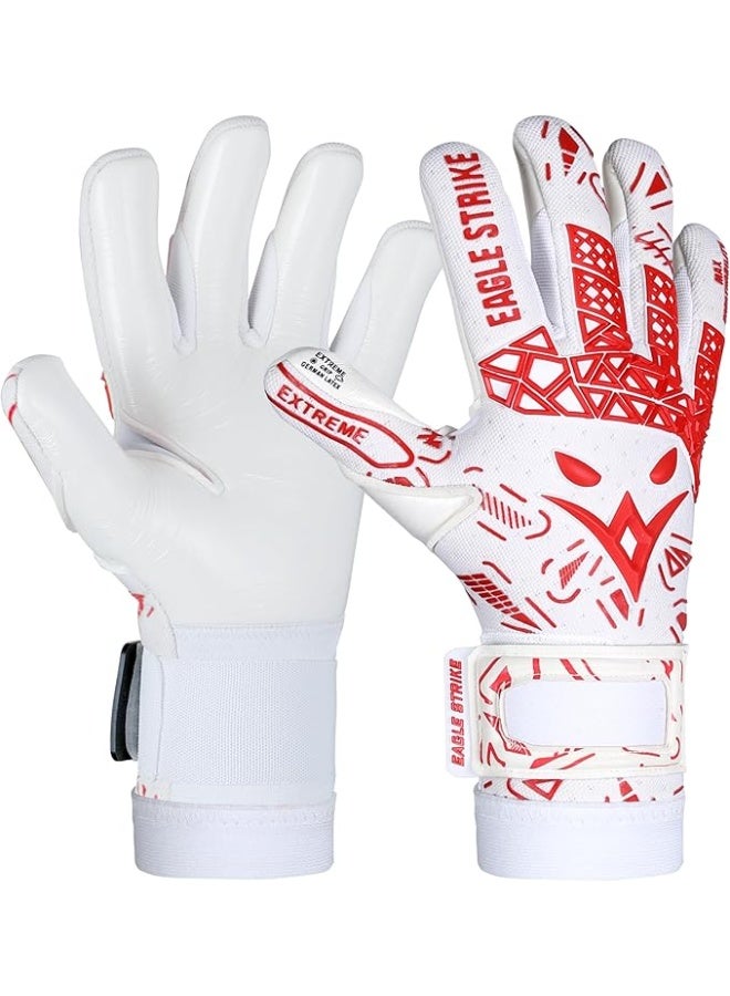 EAGLE STRIKE Soccer Goalie Gloves - Sizes 6 to 10, 4mm German Contact Grip Sticky Latex & Built-in Pro-Level Gloves Wrist Support - Image 1