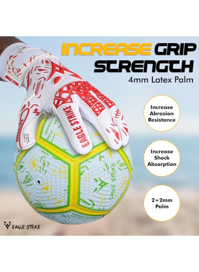 EAGLE STRIKE Soccer Goalie Gloves - Sizes 6 to 10, 4mm German Contact Grip Sticky Latex & Built-in Pro-Level Gloves Wrist Support - Image 5