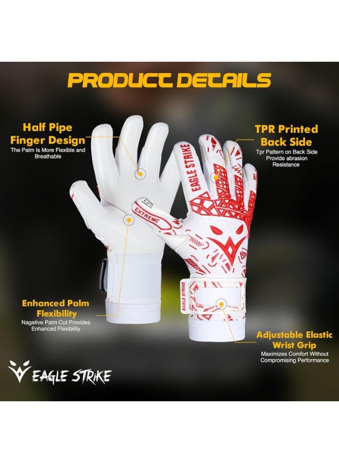 EAGLE STRIKE Soccer Goalie Gloves - Sizes 6 to 10, 4mm German Contact Grip Sticky Latex & Built-in Pro-Level Gloves Wrist Support - Image 2