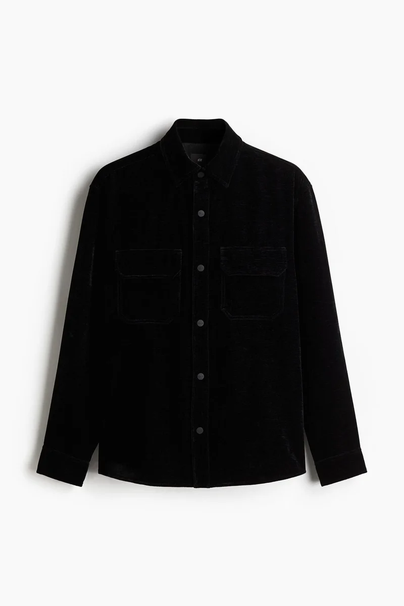 H&M Regular Fit Velvet Overshirt