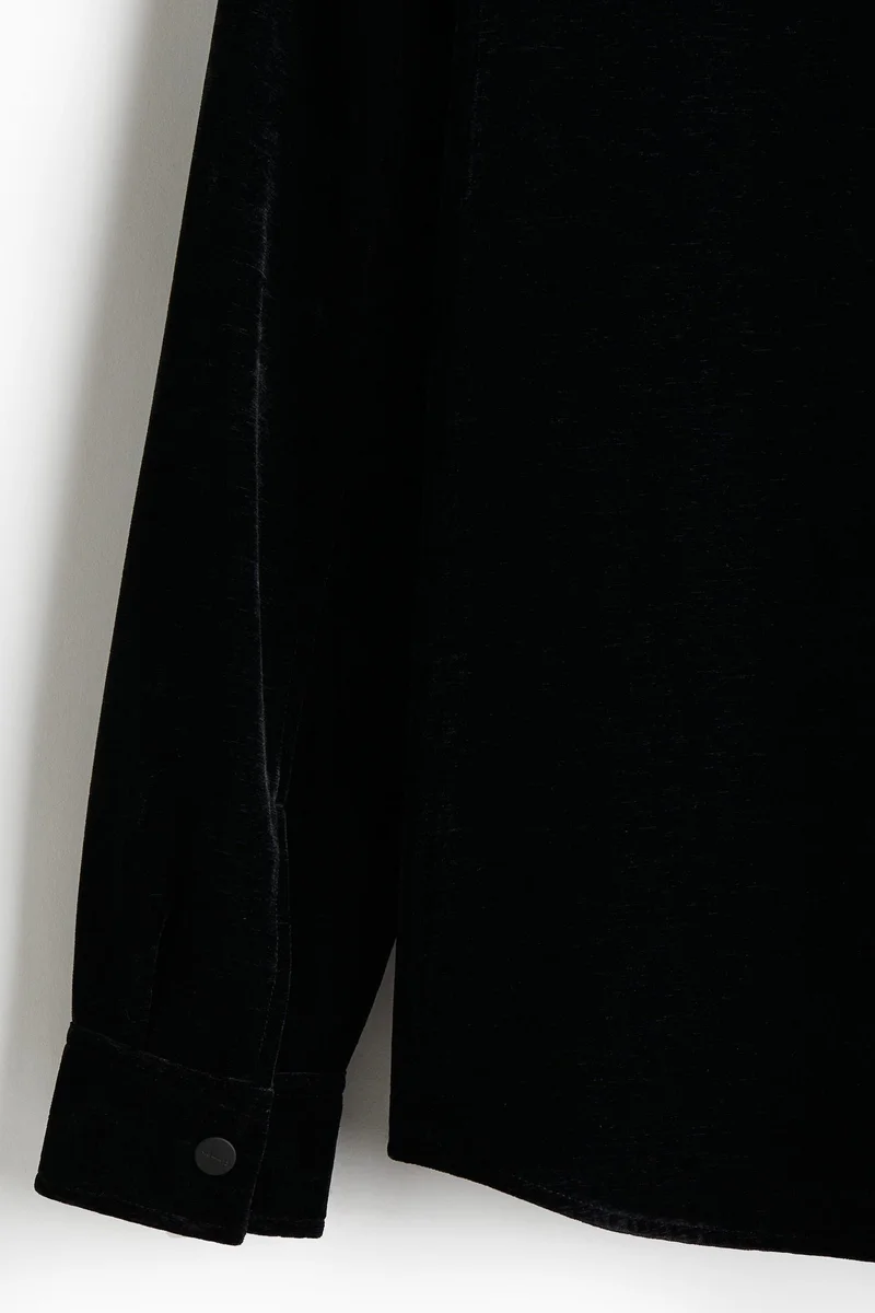 H&M Regular Fit Velvet Overshirt
