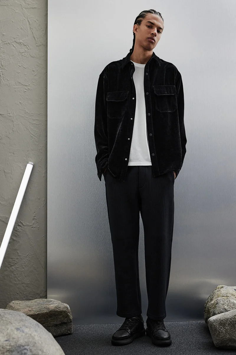 H&M Regular Fit Velvet Overshirt
