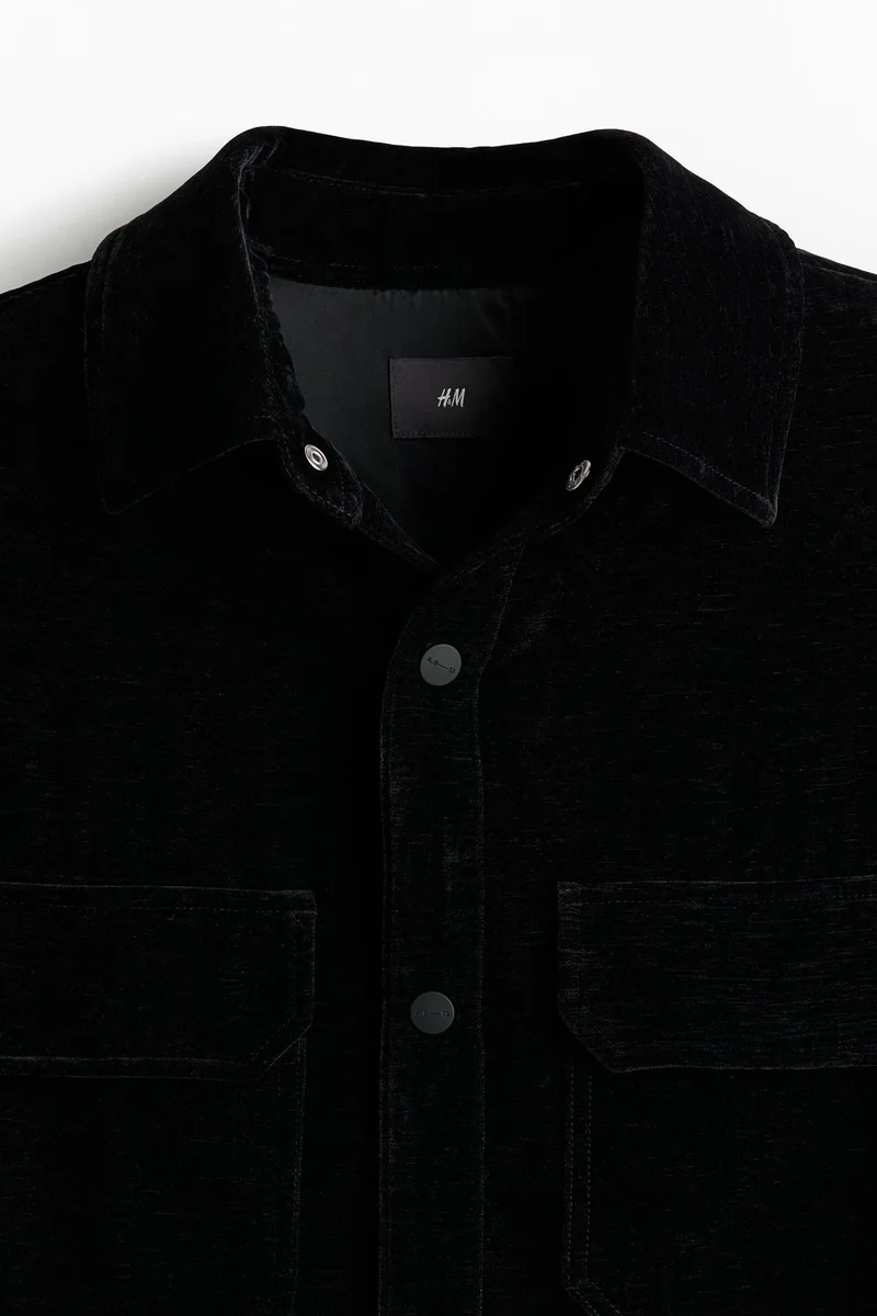 H&M Regular Fit Velvet Overshirt