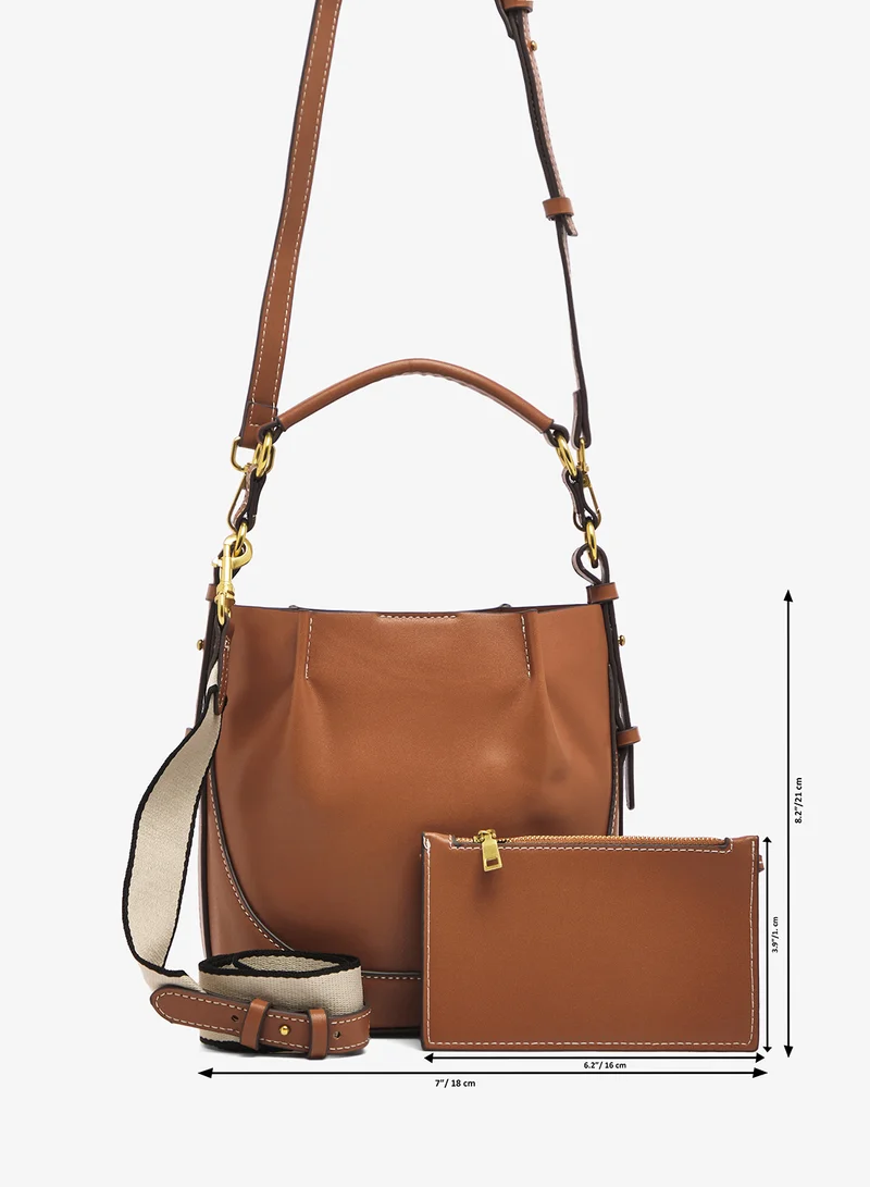 ELLA Brown bucket bag with top handle and pouch insert for Women | Best Price UAE