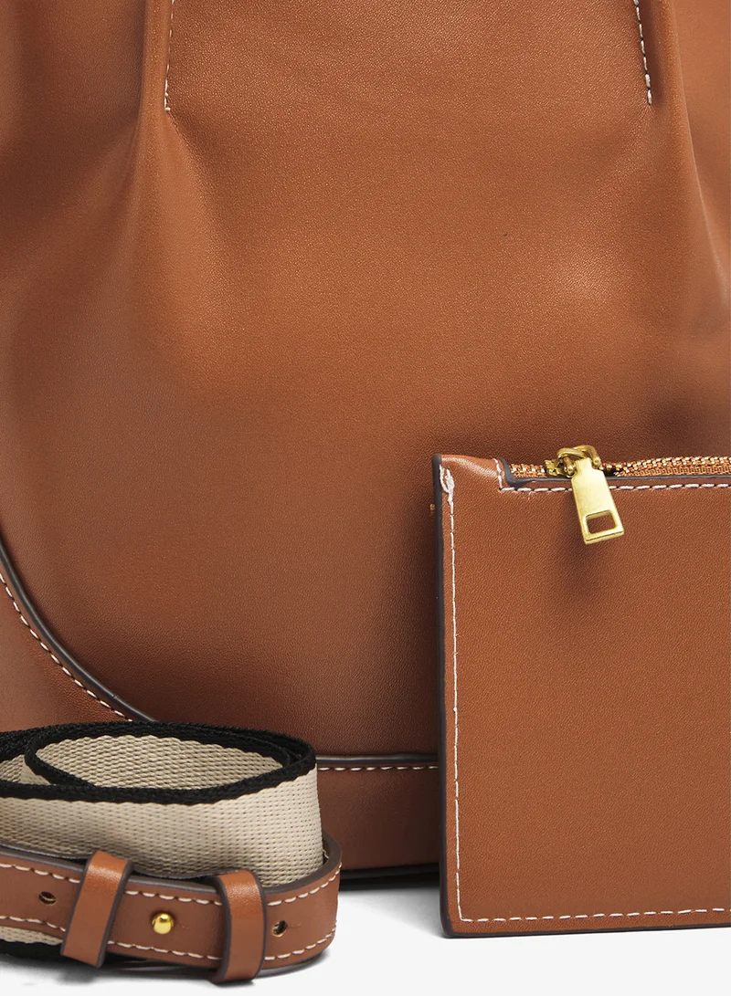 ELLA Brown bucket bag with top handle and pouch insert for Women | Best Price UAE