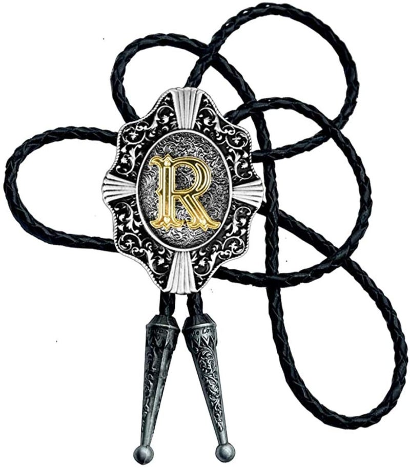 KECOL Mens Initial Letter Bolo Tie Western Cowboy Aalphabet A to Z Necktie for Men Women - Image 1