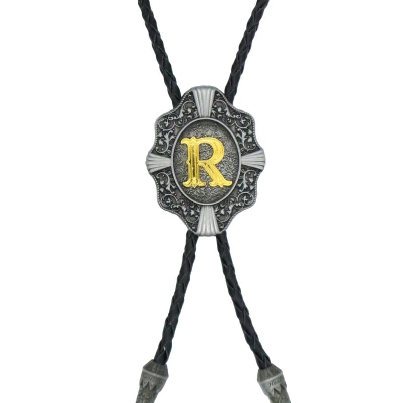 KECOL Mens Initial Letter Bolo Tie Western Cowboy Aalphabet A to Z Necktie for Men Women - Image 5