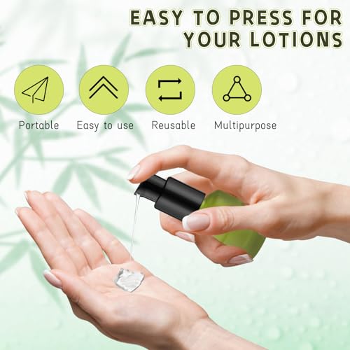 Wresty 6 Pcs Empty Glass Pump Bottles Refillable Cream Lotion Bottles Travel Sample Bottle Cosmetic Dispenser Bottle Containers For Lotion Cream Emulsion Essence (Green, 15ml/0.5oz) - Image 3