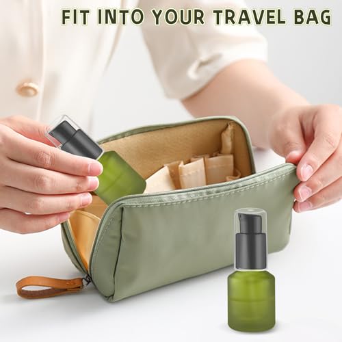 Wresty 6 Pcs Empty Glass Pump Bottles Refillable Cream Lotion Bottles Travel Sample Bottle Cosmetic Dispenser Bottle Containers For Lotion Cream Emulsion Essence (Green, 15ml/0.5oz) - Image 4