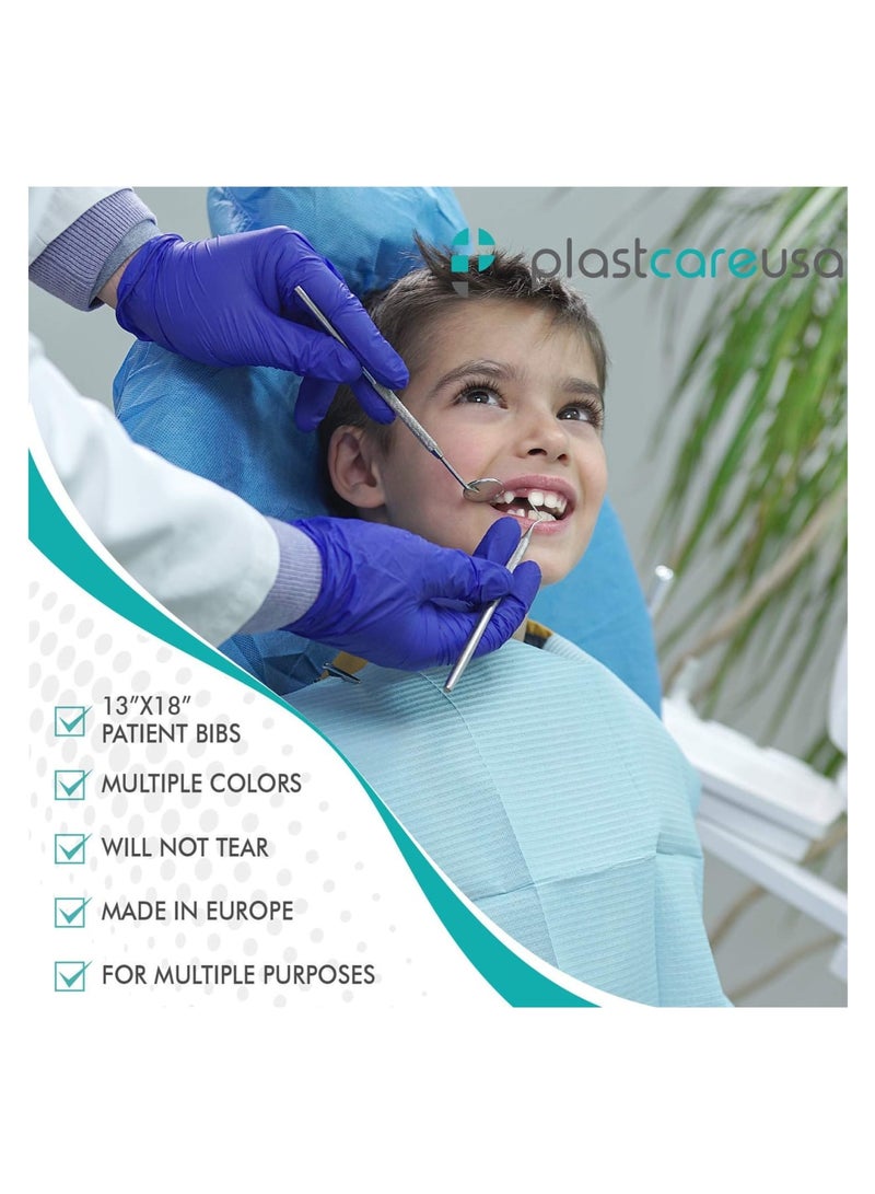 Zikra Disposable Dental Bibs, 3 Ply Waterproof Tattoo Bib Sheet for Dental Clinic, Tattoo Staion and Salon, Blue (125 Pack - 13"x18") - Image 2