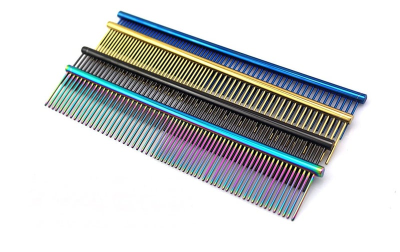 Grtdrm ZoCr Stainless Steel Pet Comb for Dogs Cats, Pet Grooming Comb with Different Spaced Rounded Teeth (Purple) - Image 2