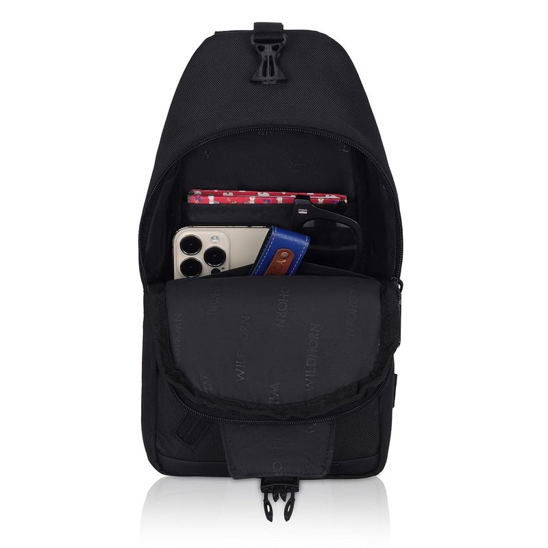 Wildhorn حقيبة كتف متقاطعة للرجال، حقيبة صدر أنيقة للرجال والنساء، حزام قابل للتعديل للسفر والأنشطة الخارجية - Image 4