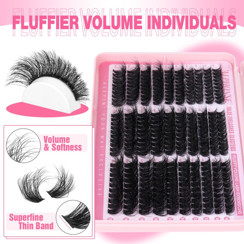 alphonse Fluffier Lash Clusters Thick Volume Lash Extension 10-18mm Cluster Eyelash Extensions DIY Individual Lashes Wispy at Home PestaÃ±as Pelo a Pelo by ALPHONSE (60D+80D+100D, 300pcs) - Image 4