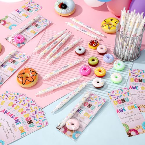 Sinload 30 Sets Donuts Gifts Bulk Donuts Graduation Party Favors Inspirational Mechanical Pencil Stress Ball and Cards Appreciation Gifts for Employee Coworkers Staff Nurses Week Teachers - Image 4