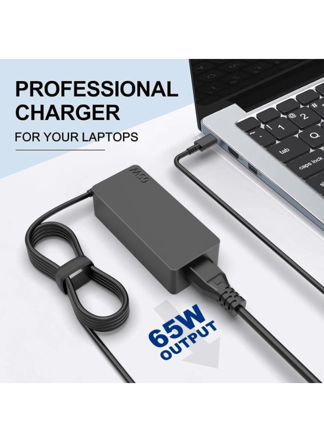 إي وورلد شاحن USB-C بقوة 65 واط لأجهزة Lenovo وDell وHP وAcer وASUS وSamsung وMacBook وChromebook والمزيد – محول طاقة لابتوب بمنفذ Type-C مع حماية متقدمة وشحن سريع PD - Image 4