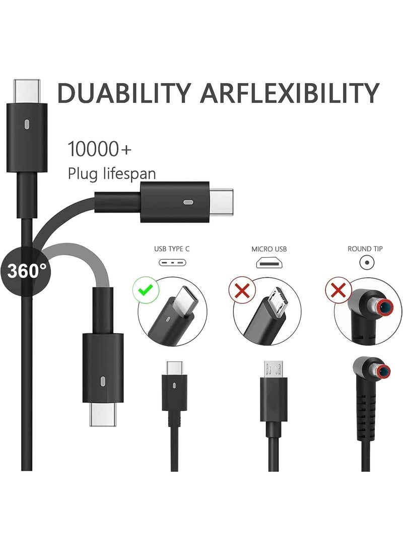 إي وورلد شاحن USB-C بقوة 65 واط لأجهزة Lenovo وDell وHP وAcer وASUS وSamsung وMacBook وChromebook والمزيد – محول طاقة لابتوب بمنفذ Type-C مع حماية متقدمة وشحن سريع PD - Image 2