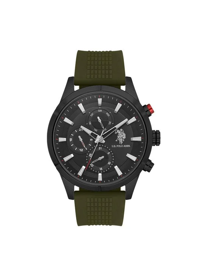 U.S. Polo Assn. Crossing Black Dial Green Stainless Steel Bracelet Multifunction Watch for Men 46mm