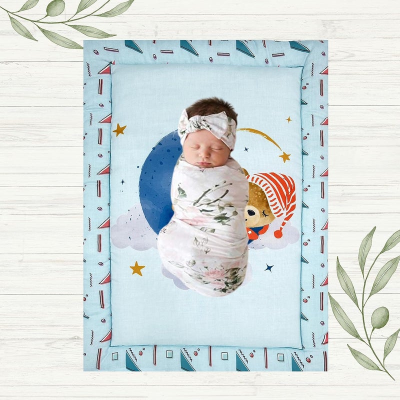 NEW COMERS Newborn Baby Pom Pom Cotton Baby Bed Cushioned Sleeping Mat for Baby Cradle Bed GodariGodadiCrib Sheet for Kids Multipurpose Soft Mattress Washer Safe Changing Mat 50 X 75 cm 151