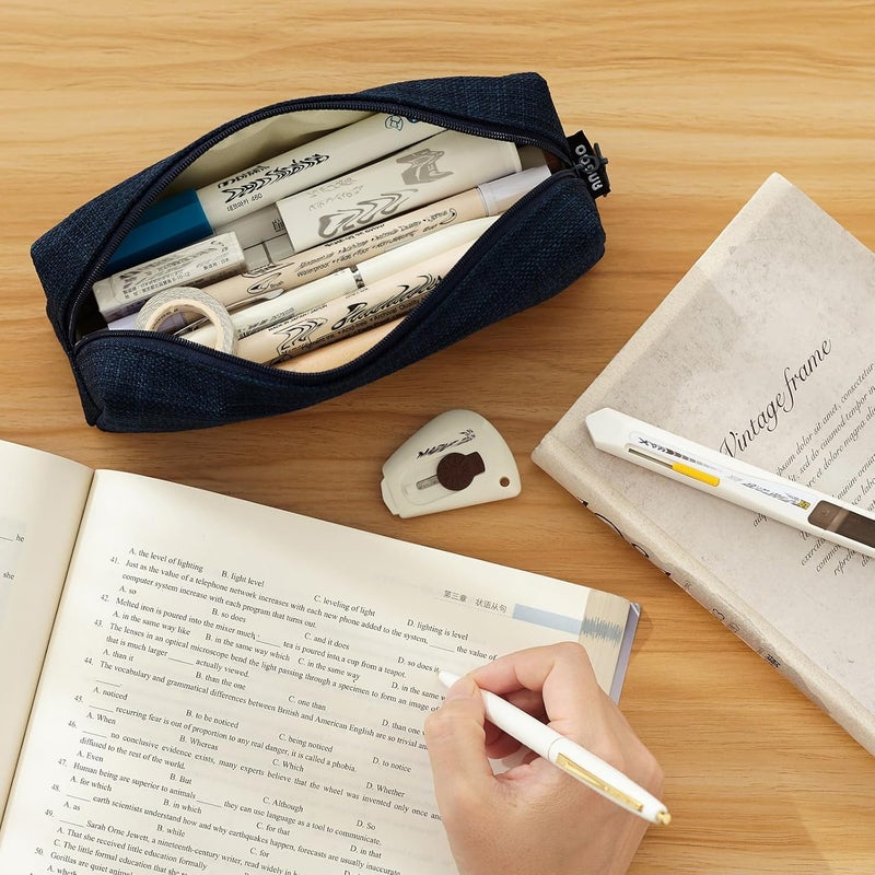 ANGOOBABY Small Pencil Case Student Pencil Pouch Coin Pouch Cosmetic Bag Office Stationery Organizer For Teen School-Dark Blue - Image 5