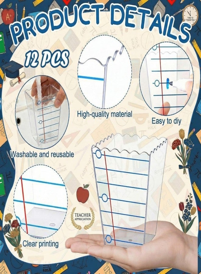 Vesici 12 Sets Back to School Gifts, Teacher Gift Boxes Thank You Teachers Composition Notebook Boxes Snack Popcorn Holders for First Day of School Welcome Kits Classroom Favors - Image 3