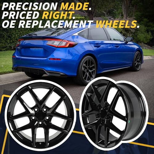 LUNEGUE New 18" 18x8" Replacement Alloy Wheel Rim Fits for 2022 2023 2024 Honda Civic Sport Direct Fit Alloy Rims, ALY10393U45N, OE Direct Fit Replacement Rim - Image 3