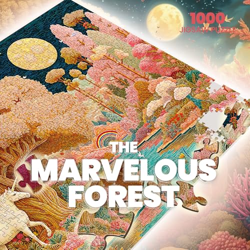 lamplig Puzzles for Adults 1000 Pieces Unicorn Fantasy Flower Fall 1000 Piece Puzzle for Adults Seniors 3D Visual Woodcut Jigsaw Puzzles with Letters on Back for Gift Decor Family Fun 11 Poster - Image 5