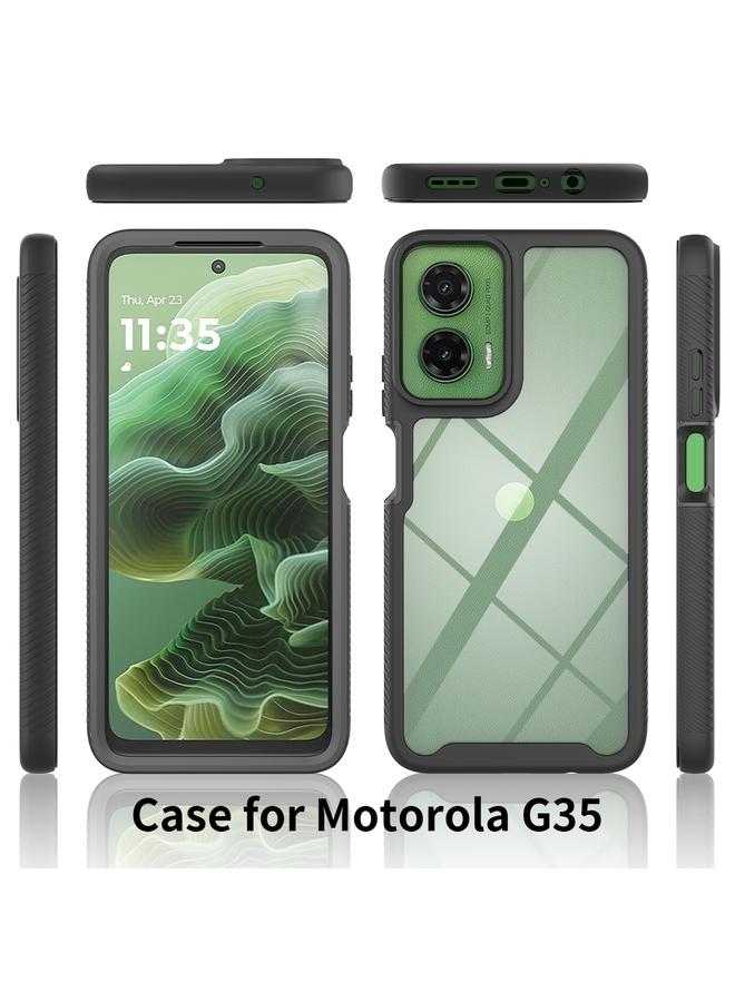 اس-توب جراب لهاتف Motorola Moto G35 Starry Sky بلون سادة من سلسلة PC + TPU مع غلاف PET - Image 2