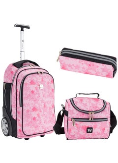 Wires 3 Piece Kids School Trolley Bag laptop compartment 2 Wheels With Lunch bag & Pencil Case  - Image 1