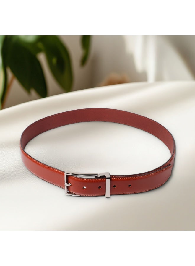 Mont Hawk Men's Genuine Leather Belt – Premium 100% Leather Dress & Casual Belt with Adjustable Clamp Buckle, 35mm Wide Durable Formal Business Waist Belt for Men (Tan) - Image 2