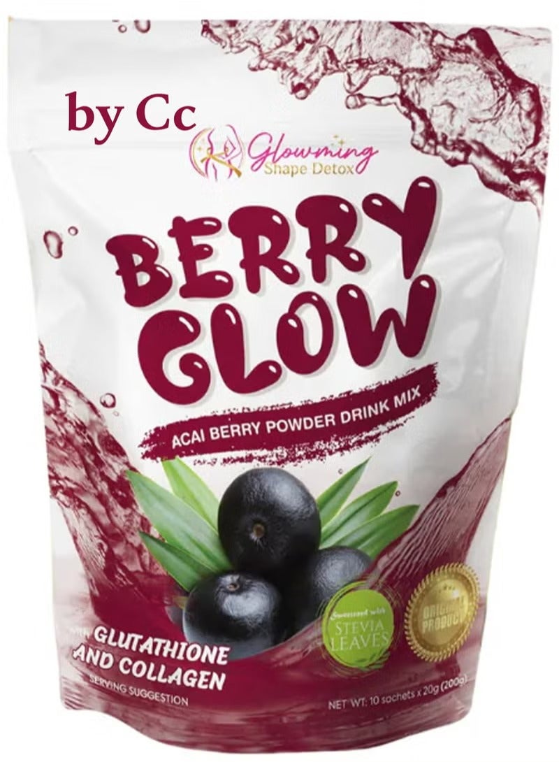 CC Gloming Chip Detox Premium Berry Glow Acai Berry Powder Drink 10 x 20g