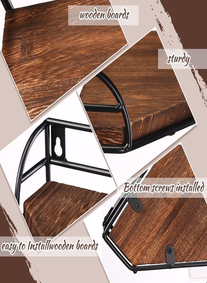 Photect Corner Shelf Wall Mount, Wooden Corner Floating Shelves Set of 2, Bathroom Corner Shelf Storage and Display Hanging Plant Shelves for Restroom Living Room Kitchen Bedroom - Image 5