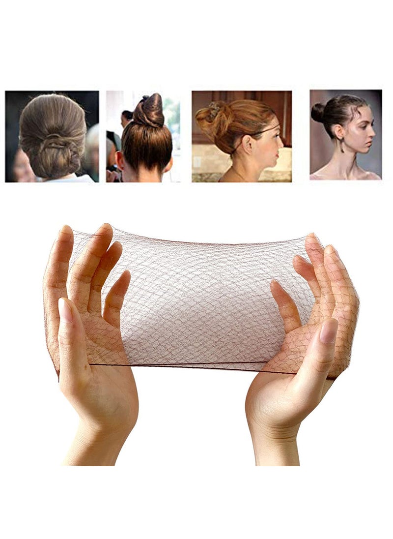 Polly Online 50PCS Hair Nets Invisible Elastic Edge Mesh Bun Hair Nets for Ballet Dance 20" Brown 