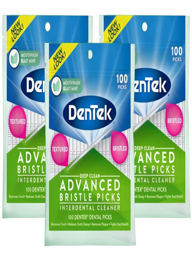 Dentek Deep Clean Bristle Dental Picks Mint 300 Count (Pack Of 3, 100 Ct Each - Image 1