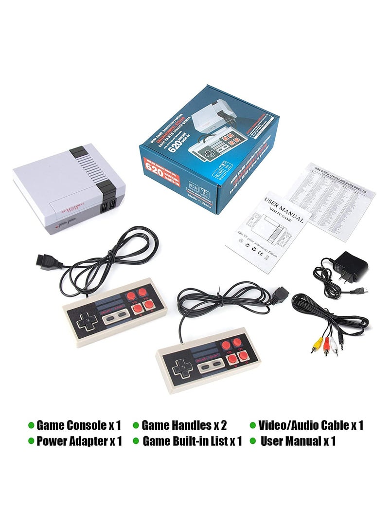 Vintage Gaming Console with 620 Preloaded Classic Games AV Output Ideal Birthday Gift for Kids and Family Fun