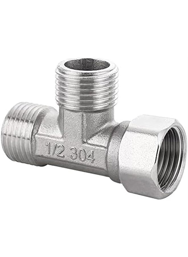 Solid Brass 1/2" 3 Way Diverter Valve - Hose Fitting Tee, T Shape Adapter Connector for Angle Valve Hose, Bath Shower Arm, and Toilet Bidet Sprayer Faucet - Image 1