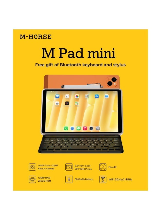 إم-هورس تابلت M-HORSE A9 Mini بشريحة اتصال 4G – شاشة 8.8 بوصة HD+ – رام 12 جيجابايت – ذاكرة 256 جيجابايت – بطارية 5000mAh – أندرويد 15 برتقالي - Image 4
