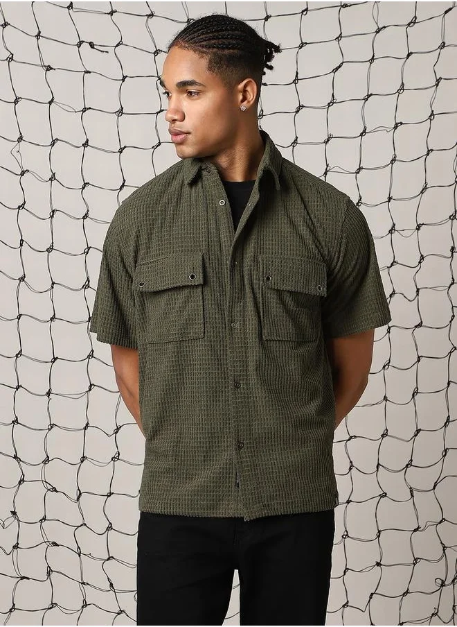 Hubberholme Dark Green Shirt for Men, Contemporary Look