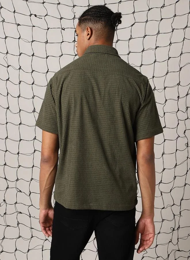 Hubberholme Dark Green Shirt for Men, Contemporary Look