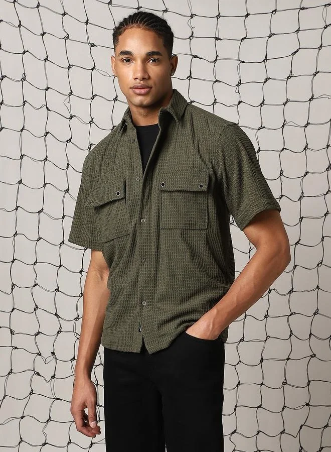 Hubberholme Dark Green Shirt for Men, Contemporary Look