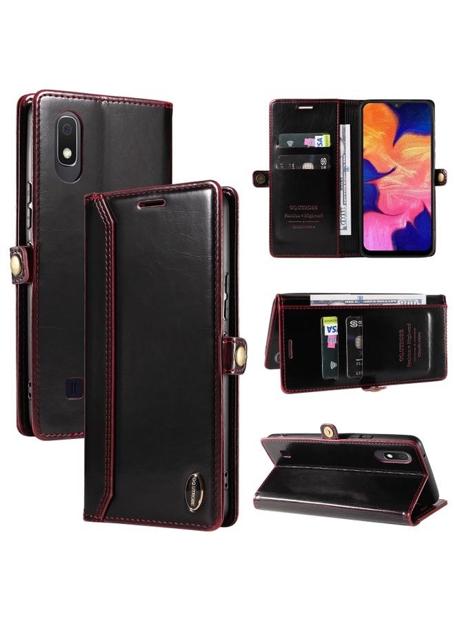 Generic - Case Cover For Samsung Galaxy A10 / M10 GQUTROBE RFID Blocking Oil Wax Leather Phone Case Red - Image 1